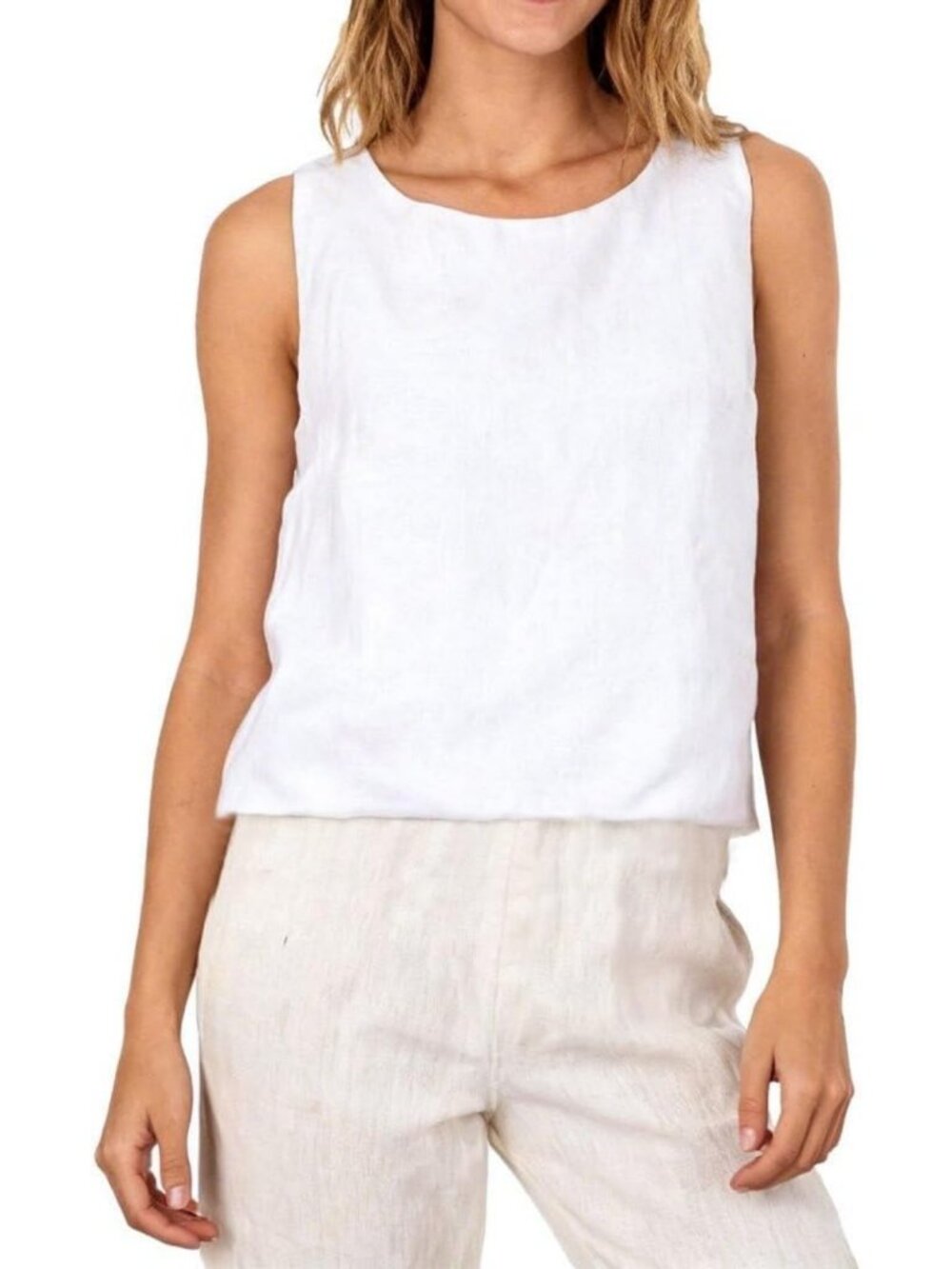 Linen Cross Back Summer Tank Top for Women - Lightweight, Breathable & Stylish